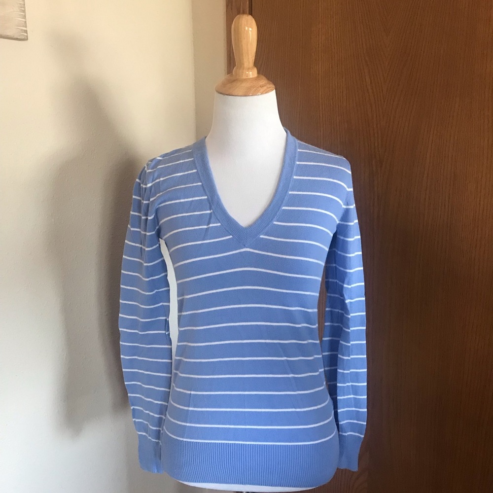 J. Crew Blue and White Striped Sweater Size XS